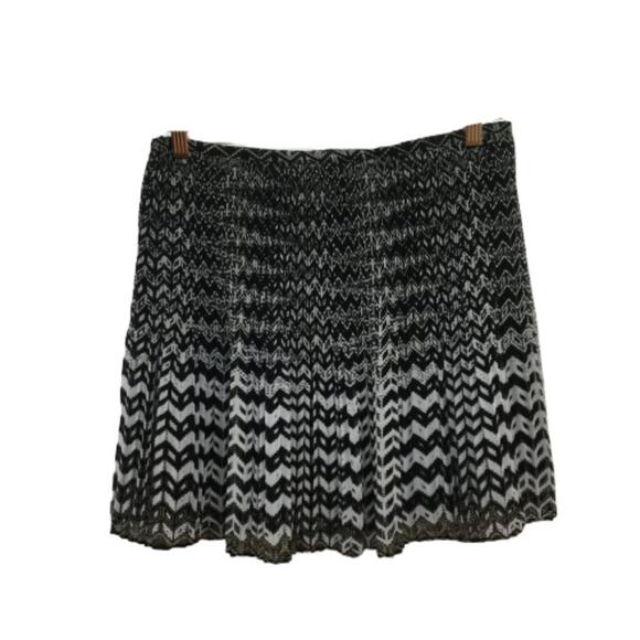 MADEWELL Black Chevron Ombre Chiffon Pleated Full Mini Skirt 6 - Picture 2 of 5